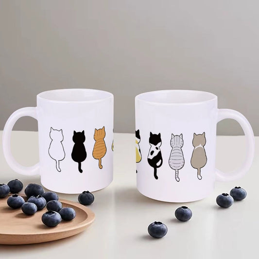 Cats Sitting in Different Poses Ceramic Cup, 11 oz Mug