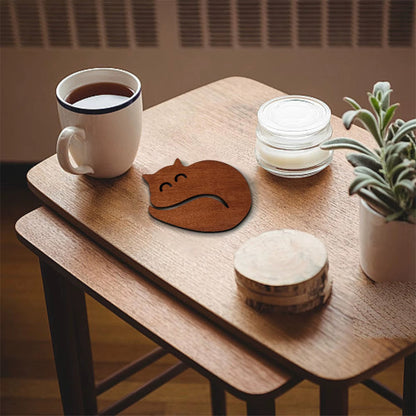 Wooden Cat Shaped Coaster (Includes 1)
