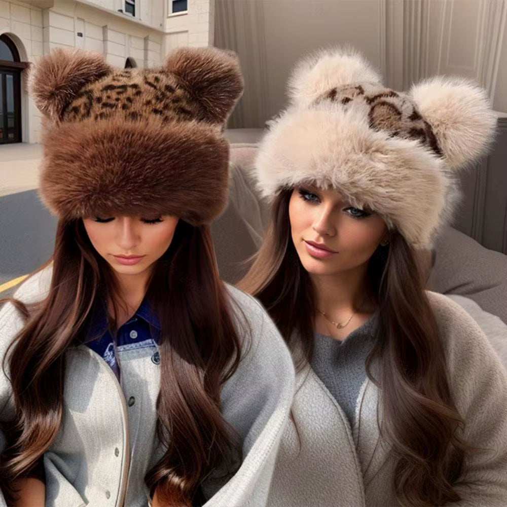 Faux Fur Panther Winter Hat