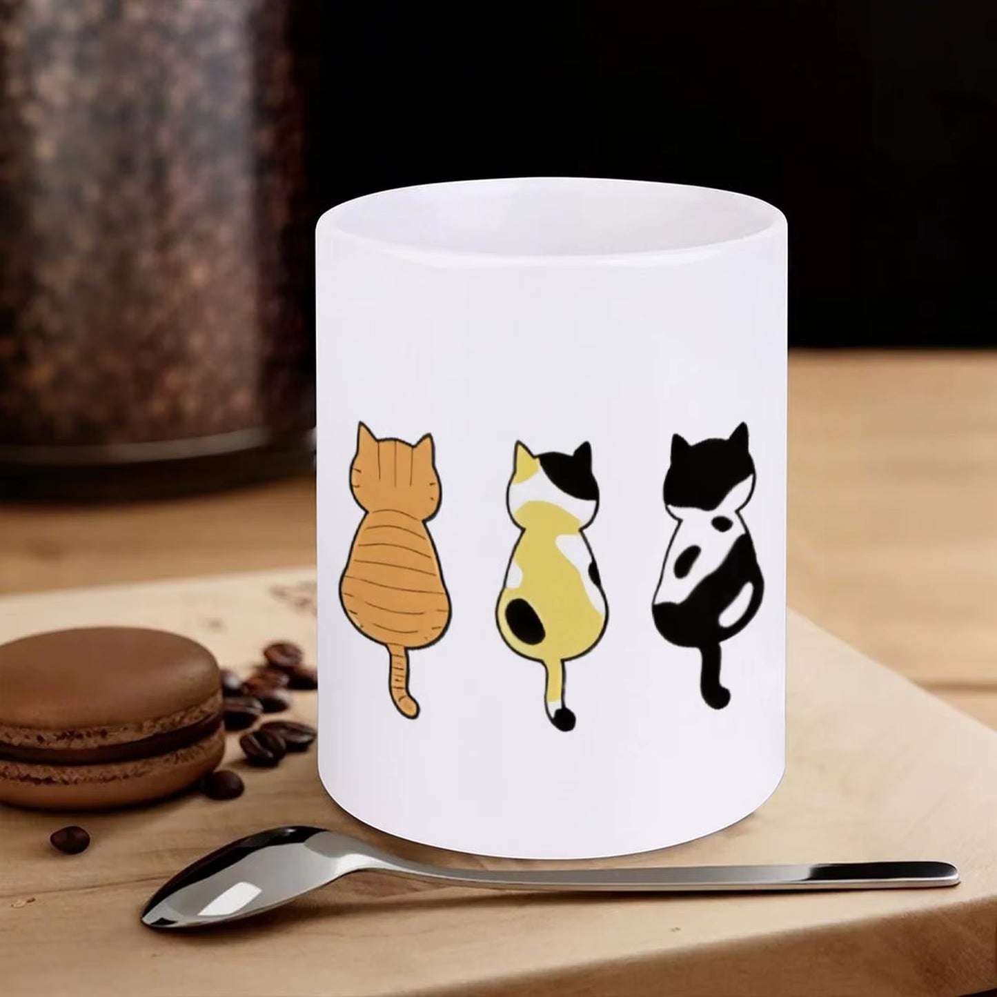 Cats Sitting in Different Poses Ceramic Cup, 11 oz Mug