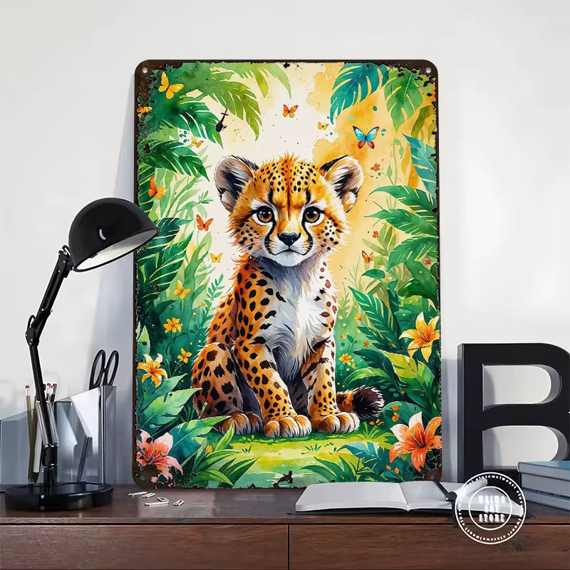 Cheetah Cub Metal Wall Art Decor  