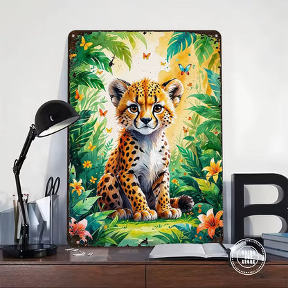 Cheetah Cub Metal Wall Art Decor  