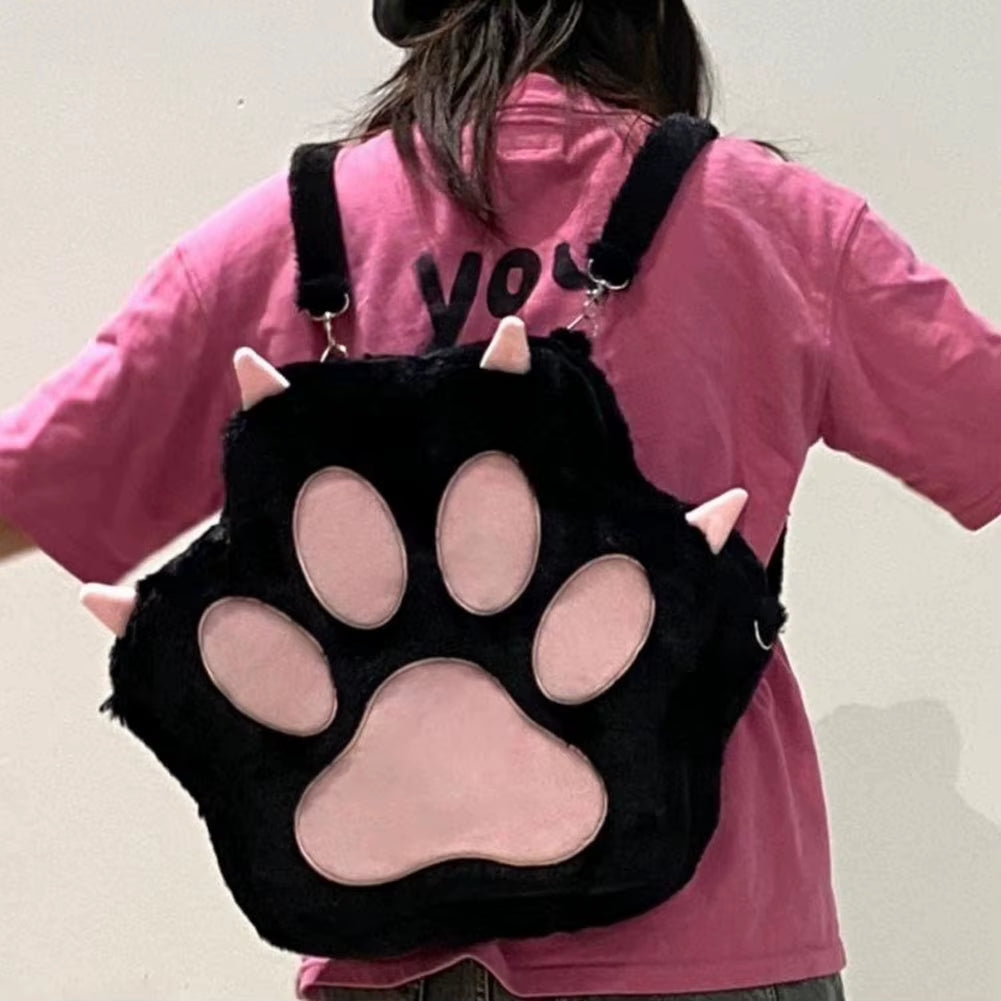Cute Cat Paw Plush Backpack 