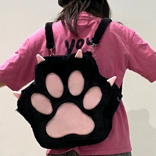 Cute Cat Paw Plush Backpack 