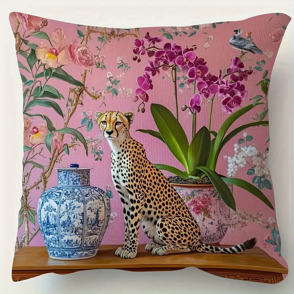 Luxury Cheetah Print Zippered Pillow Cover (Cover Only, No Pillow Included)