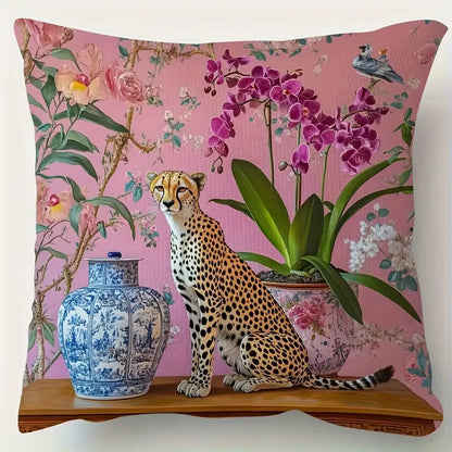 Luxury Cheetah Print Zippered Pillow Cover (Cover Only, No Pillow Included)