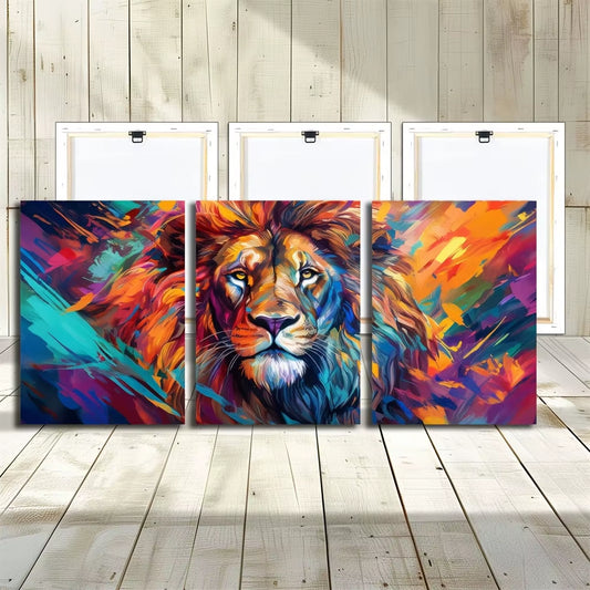 Abstract Colorful Lion Canvas Wall Art Decor 