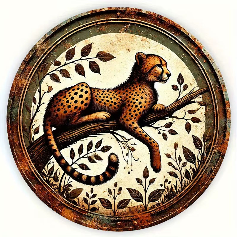 Touch of Cheetah Metal Tin Wall Art Home Decor