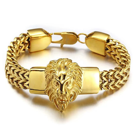 Masculine Lion Bracelet, Available in Gold or Silver 