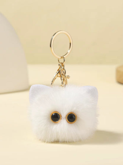 Trendy Plush Cat Keychain: Many Colors! 