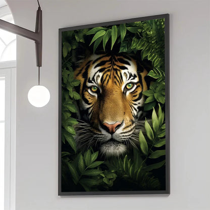 Tiger Peeking Through the Jungle Canvas Wall Art Home Decor