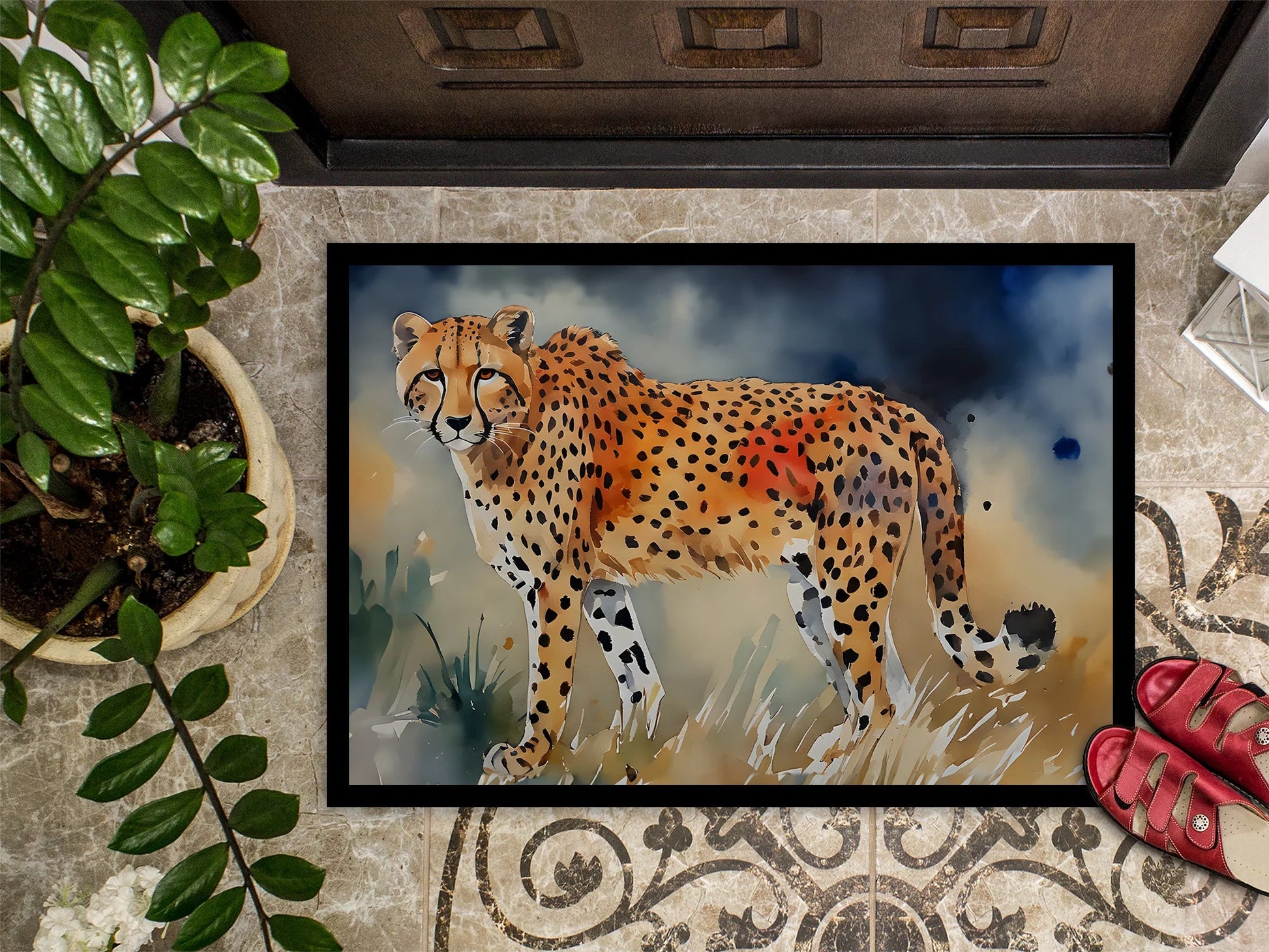 Cheetah Standing Doormat