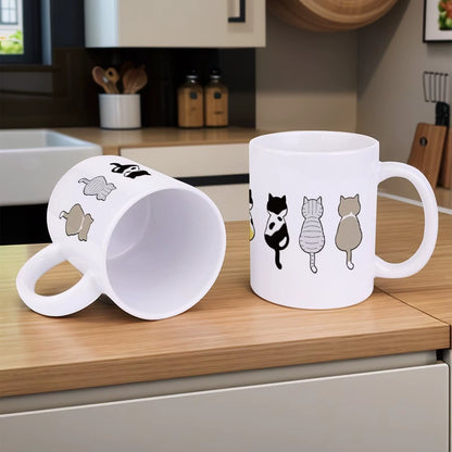 Cats Sitting in Different Poses Ceramic Cup, 11 oz Mug
