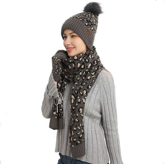 Snow Leopard Scarf, Hat and Gloves Matching Set 