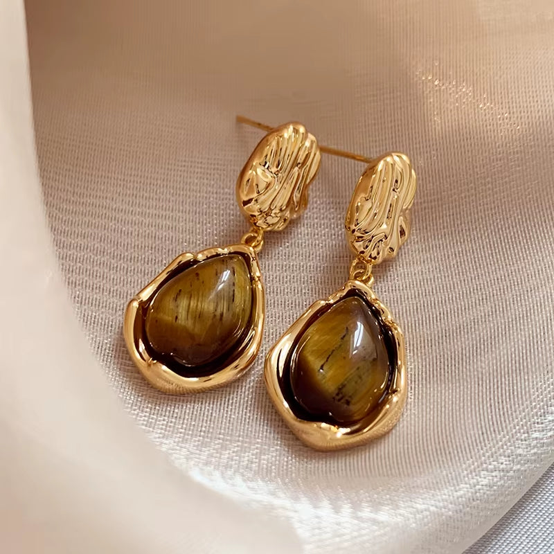 Trendy Tiger Eye Earrings