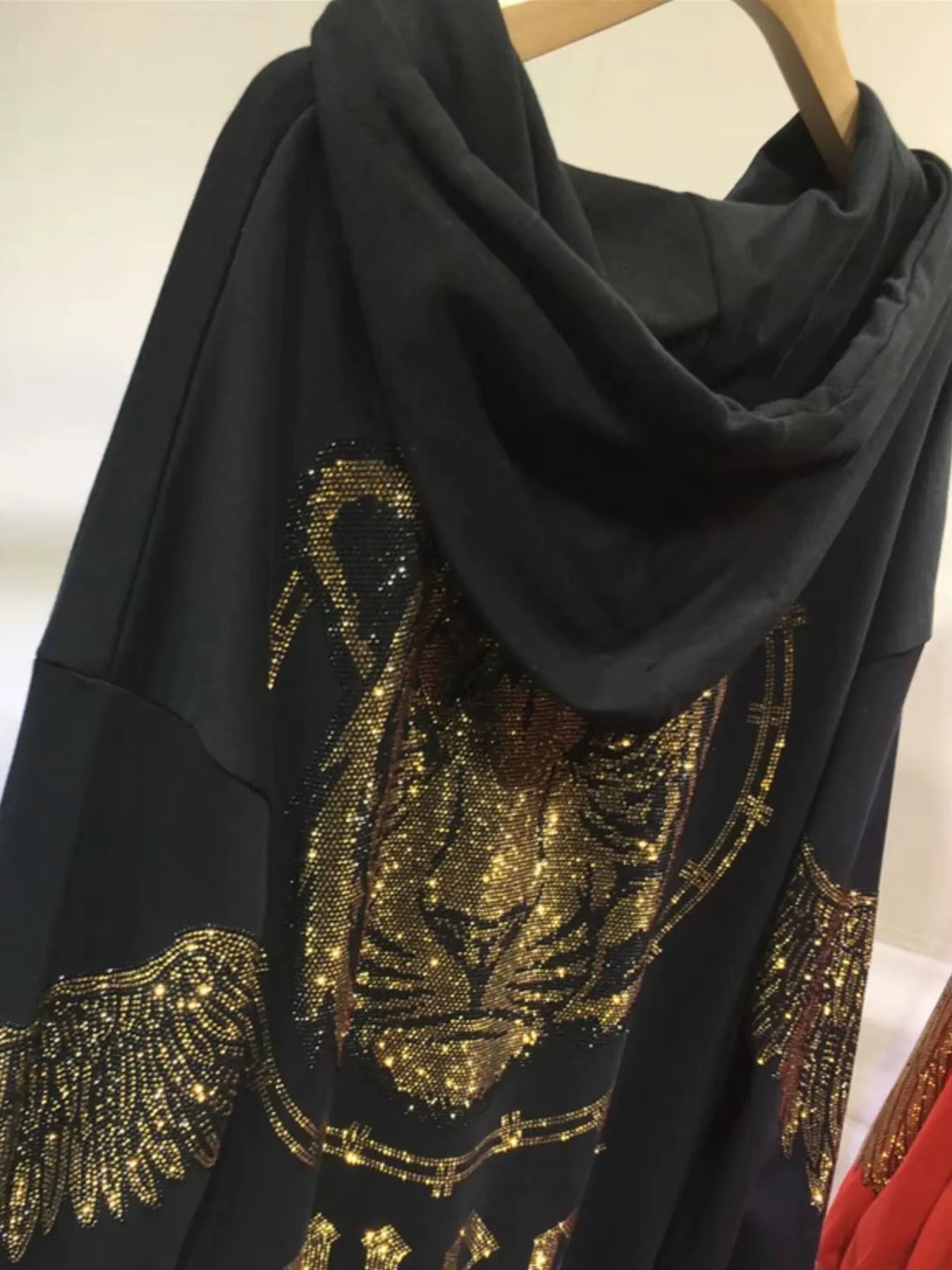 Oversized Sparkly Tiger Zip-Up Hoodie