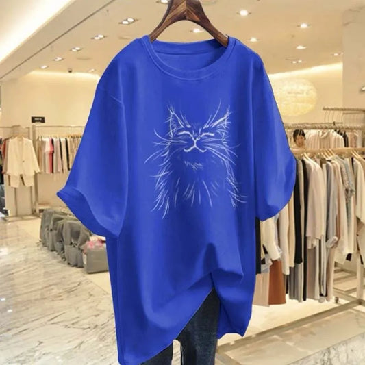 Royal Blue Feline T-Shirt, Sizes L-6XL