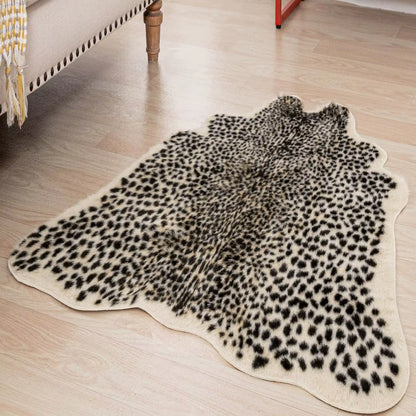 Cheetah Print Faux Cowhide Rug for Bedroom or Office