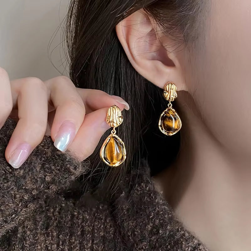Trendy Tiger Eye Earrings