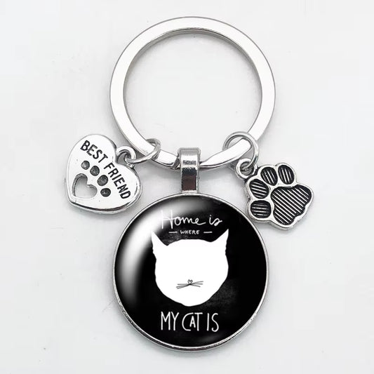 'Home is Where My Cat is' Paw Keychain 