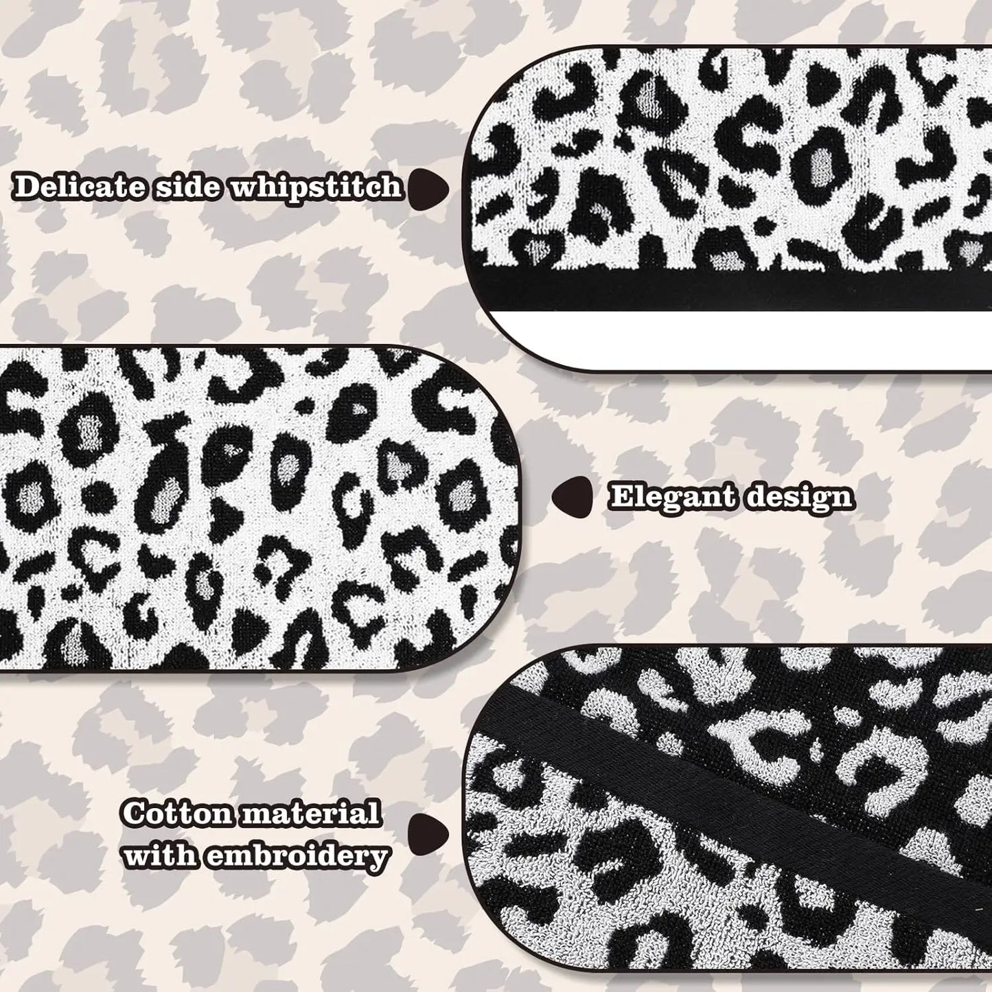 Stylish 2-Pack Snow Leopard Print Hand Towels with Reversible Design
