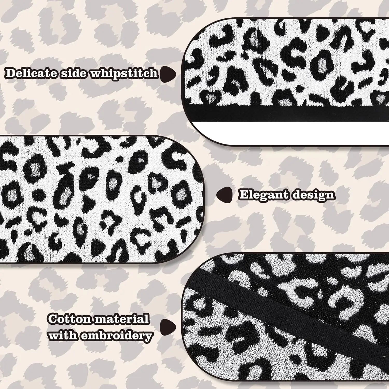 Stylish 2-Pack Snow Leopard Print Hand Towels with Reversible Design