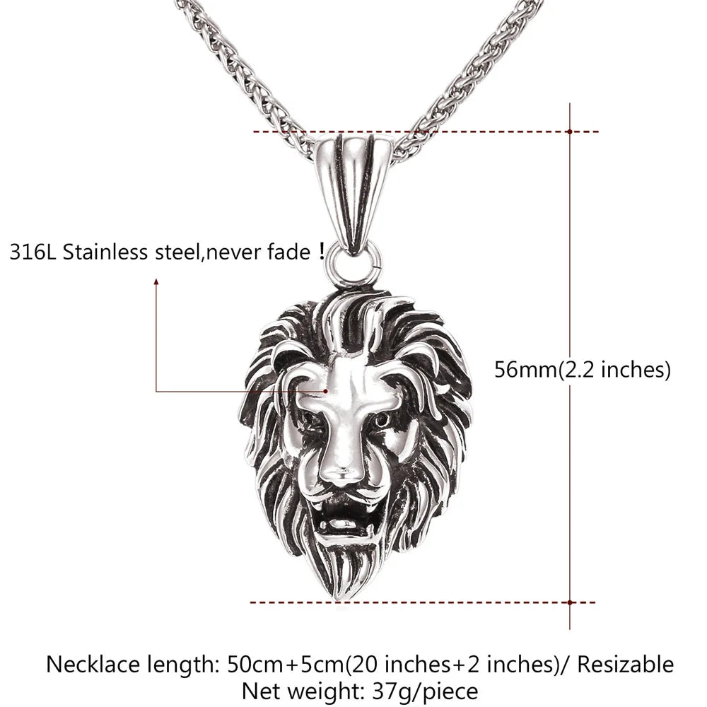 Lion Head Pendant Necklace 