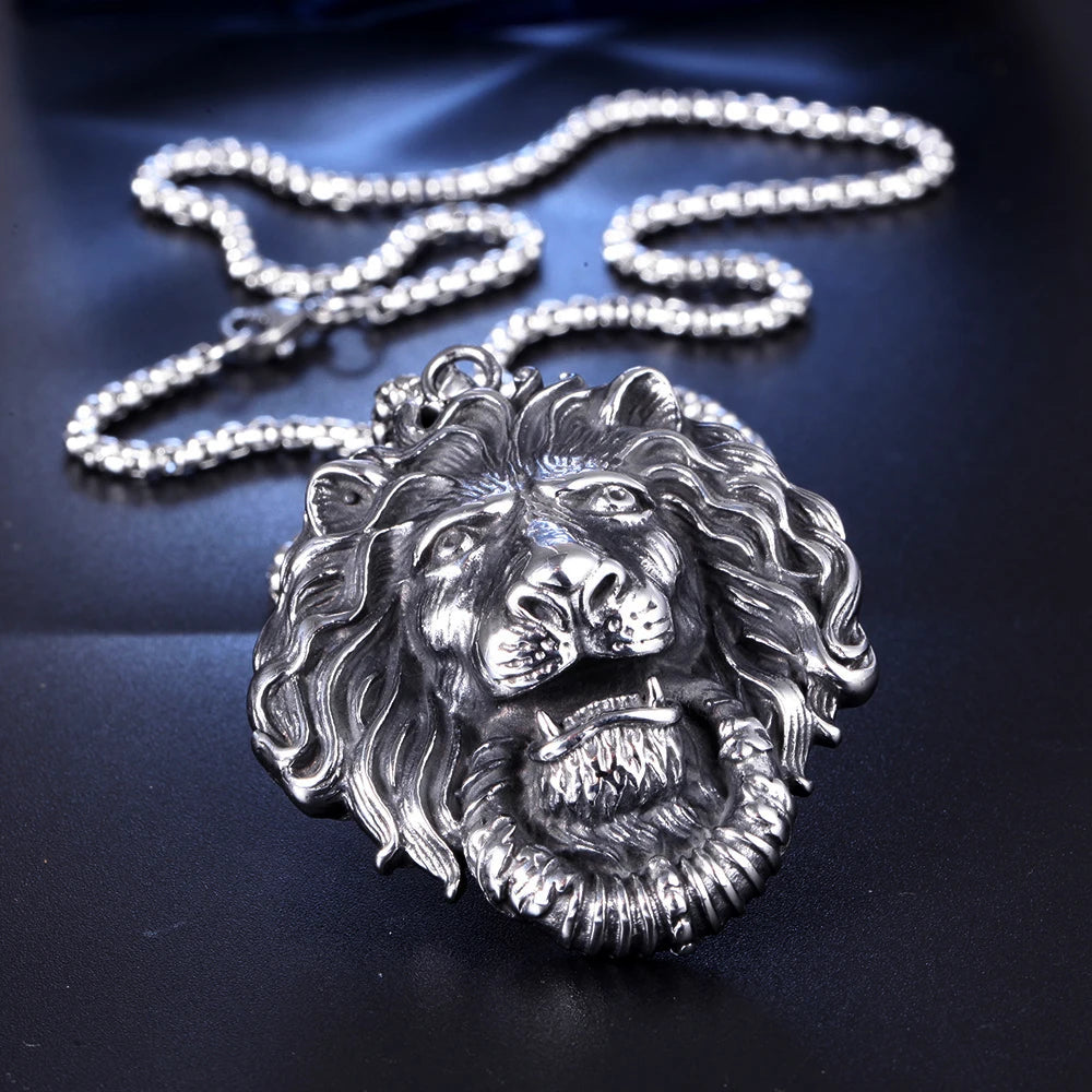 Fierce Lion Head Pendant Necklace