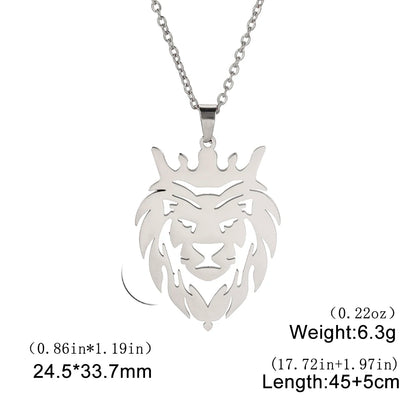 Lion Head Necklace in Gold or Silver 