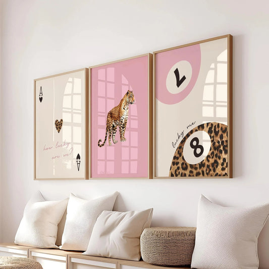 Lucky 8 Ball Panther – Stylish Canvas Print for Trendy Rooms, Available in 4 Colors