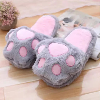 Comfy Cat Paw Slippers: Black, PInk & Gray Colors