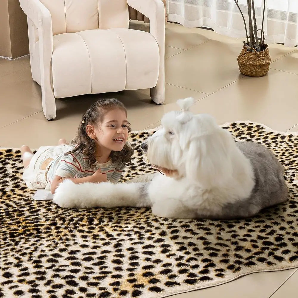 Soft Faux Cheetah Print Rug – 5.2 x 7 Feet