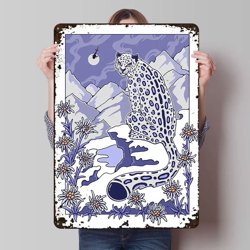 Snow Leopard Metal Wall Art Decor 
