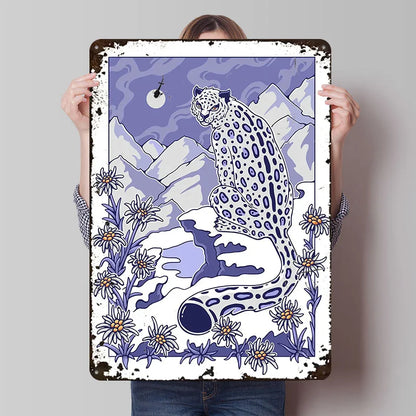 Snow Leopard Metal Wall Art Decor 