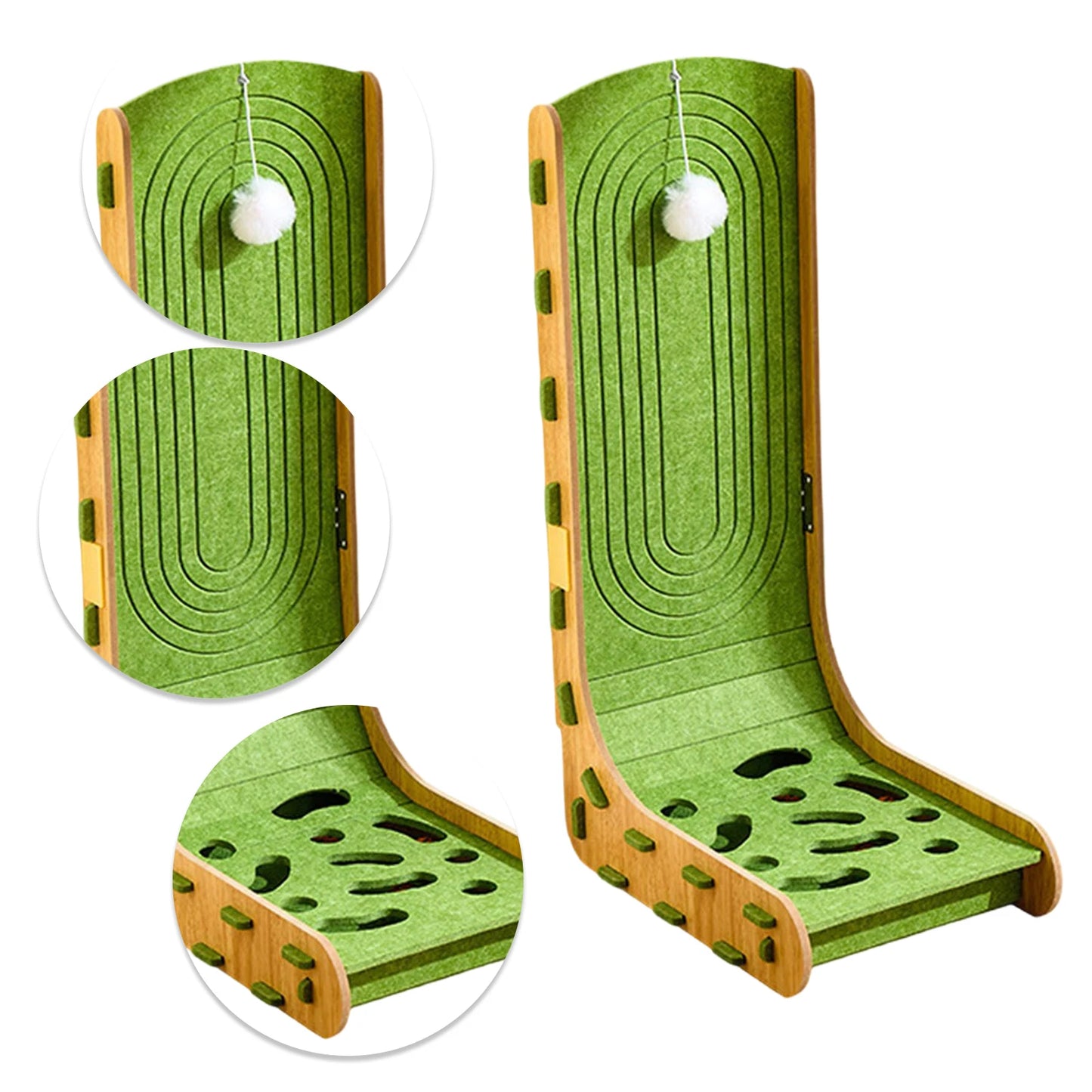 L-Shaped Cat Scratcher with Interactive Ball