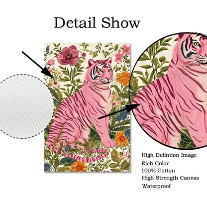 Pink Tiger Power Canvas Wall Art Decor