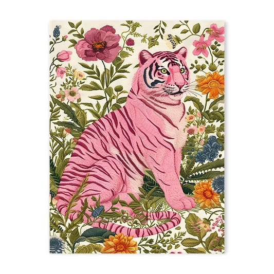 Pink Tiger Power Canvas Wall Art Decor