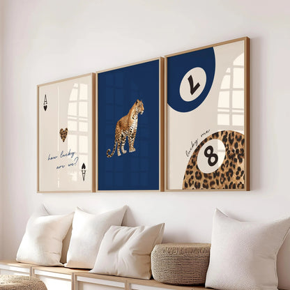 Lucky 8 Ball Panther – Stylish Canvas Print for Trendy Rooms, Available in 4 Colors