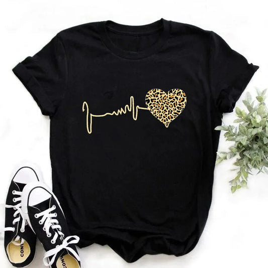 Wild Heartbeat Crew Neck Black T-Shirt