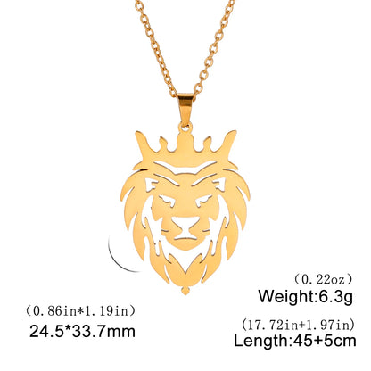 Lion Head Necklace in Gold or Silver 