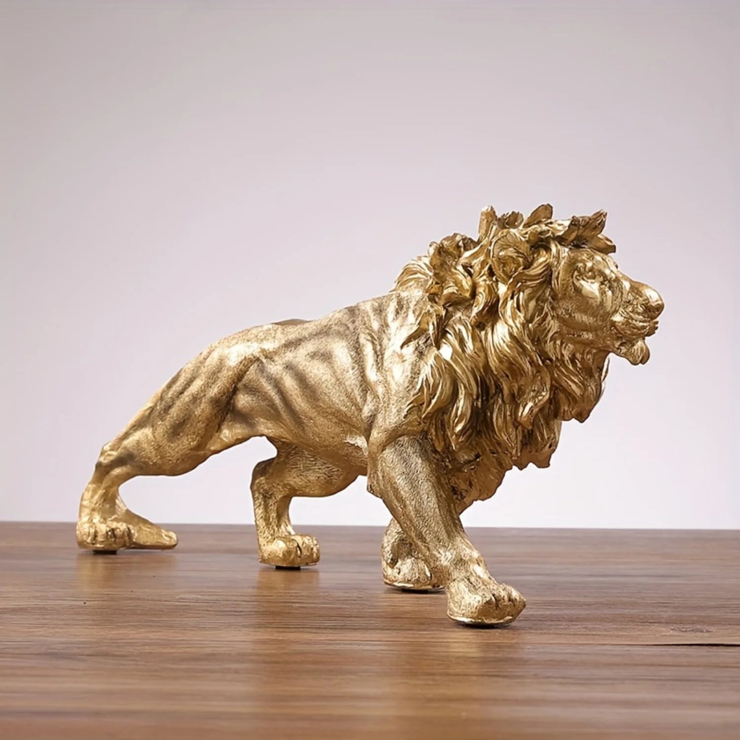 Golden Lion Prowl Sculpture