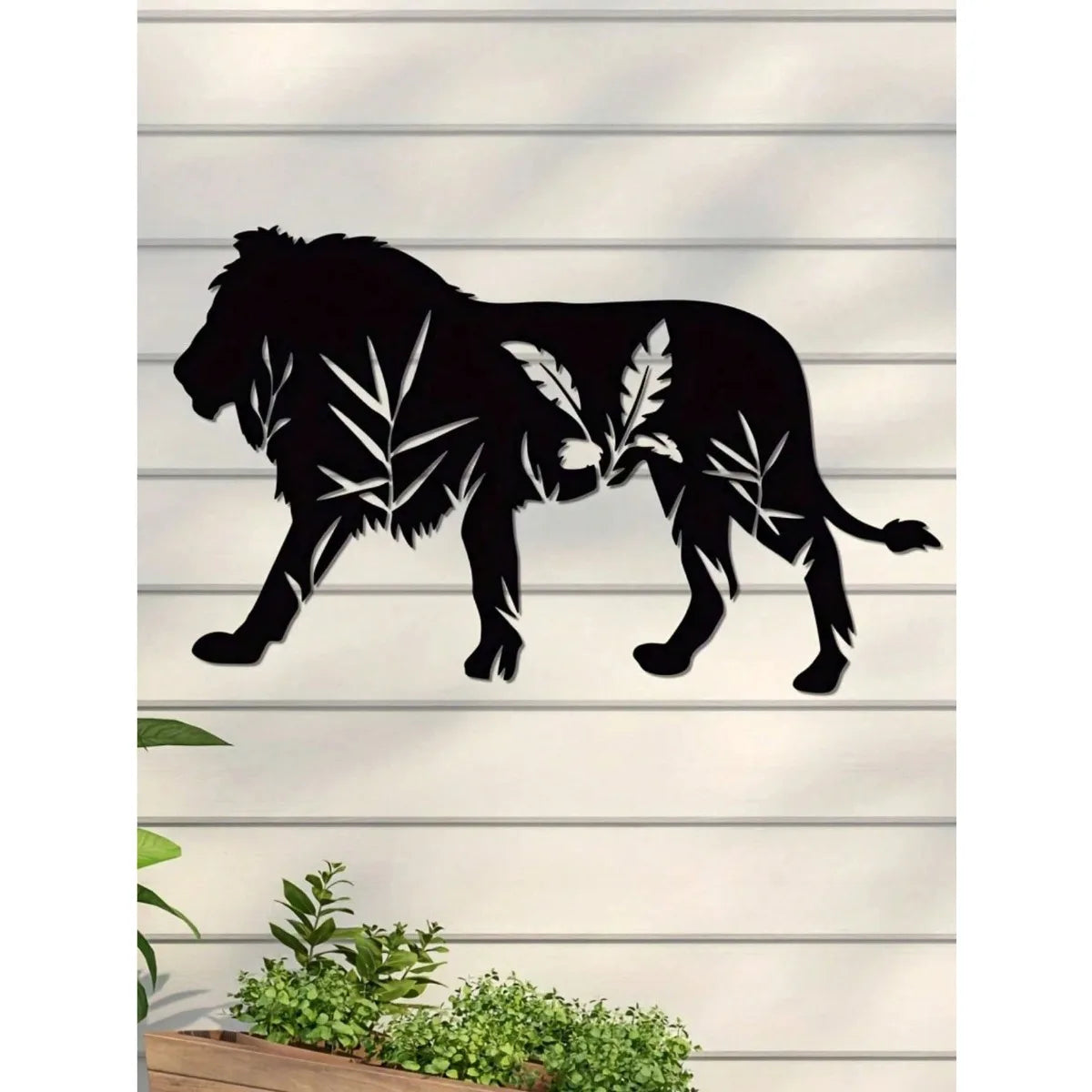 Black Metal Lion Art Wall Decor