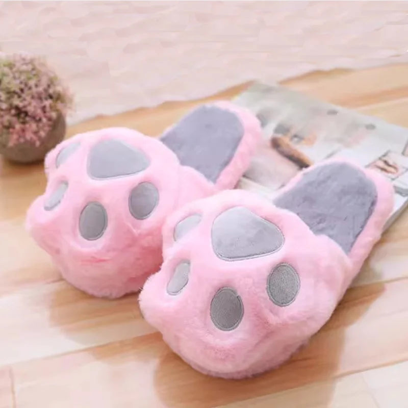 Comfy Cat Paw Slippers: Black, PInk & Gray Colors