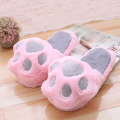 Comfy Cat Paw Slippers: Black, PInk & Gray Colors