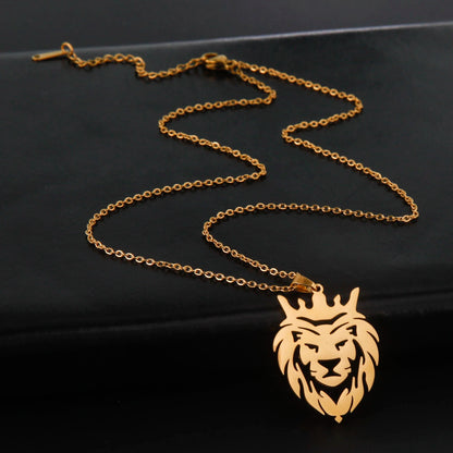 Lion Head Necklace in Gold or Silver 