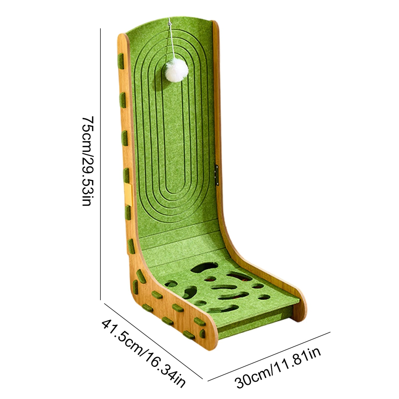 L-Shaped Cat Scratcher with Interactive Ball