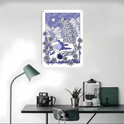 Snow Leopard Metal Wall Art Decor 