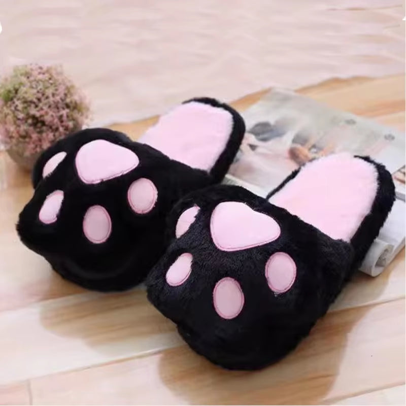 Comfy Cat Paw Slippers: Black, PInk & Gray Colors