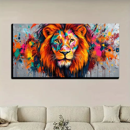 Majestic Lion Mural Wall Art on Solid Wood Canvas