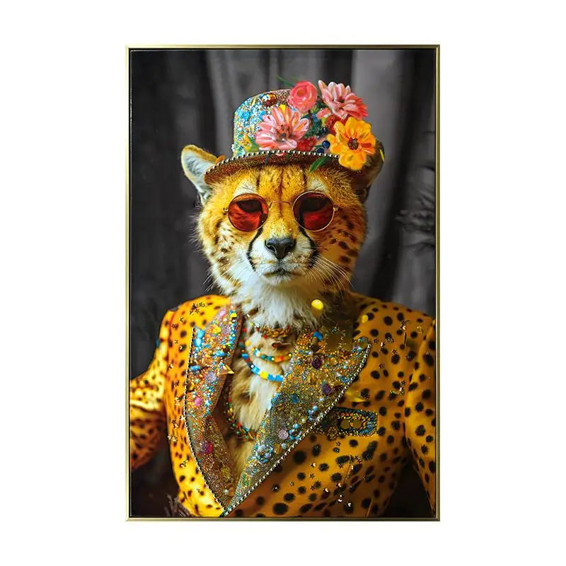 Unique Stylish Cheetah with Sunglasses and Hat